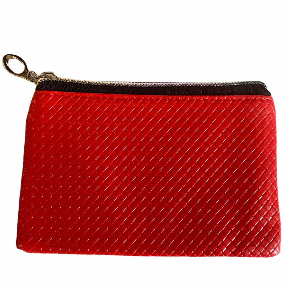PU Leather Large Slim Wallet Change Purse Business Card Holder in Red, Brand New